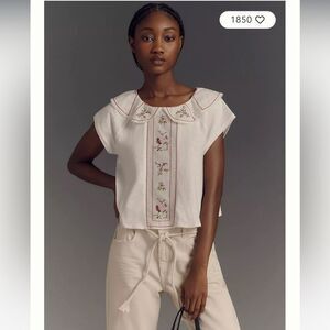 Anthropologie Embellished Collar Top NWT